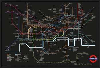 Gerahmte Poster Transport For London - Black Map + UHB