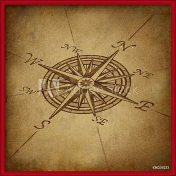 Gerahmte Poster Compass rose in perspective with grunge texture
