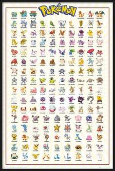 Gerahmte Poster Pokemon - Kanto 151